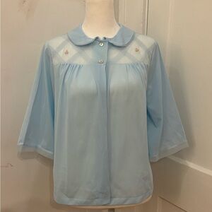 1960s Baby Blue Rosette Bedjacket